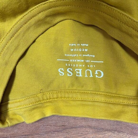 Guess Womens Yellow Long Sleeve Graphic Logo Crew Neck Sweater Medium - Picture 6 of 8